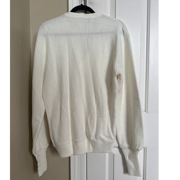 Vintage Peconic Bay‎ Traders Cardigan Sweater Mens Cream V-Neck Knit Made in USA - Picture 3 of 4
